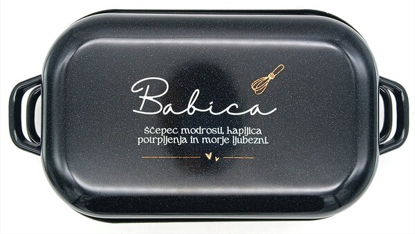Pekač s pokrovom 30 x 20 cm "BABICA ŠČEPEC MODROSTI"