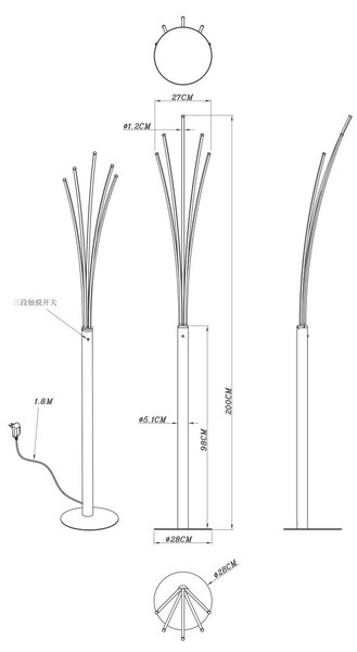 STOJEČA LED-SVETILKA Bizzy 56/60/187 cm