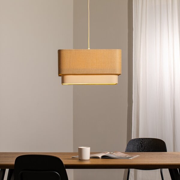 Maco Design Kwadro Duo viseča luč, kremasta/bež, 50x50cm, juta/platno, zatemnjen, Bež, Dnevna soba / jedilnica, Tkanine / tekstil