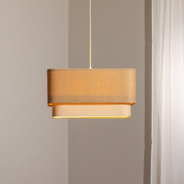 Maco Design Kwadro Duo viseča luč, kremasta/bež, 50x50cm, juta/platno, zatemnjen, Bež, Dnevna soba / jedilnica, Tkanine / tekstil