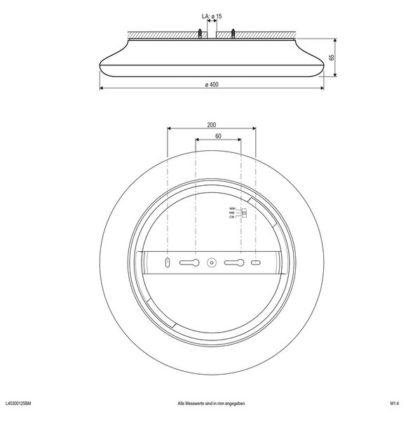 EVN Catino LED stropna svetilka, senzor, 40 cm