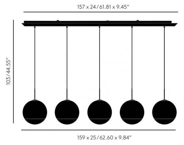 Tom Dixon Zrcalna krogla 25 cm Linearna 5fl zlata