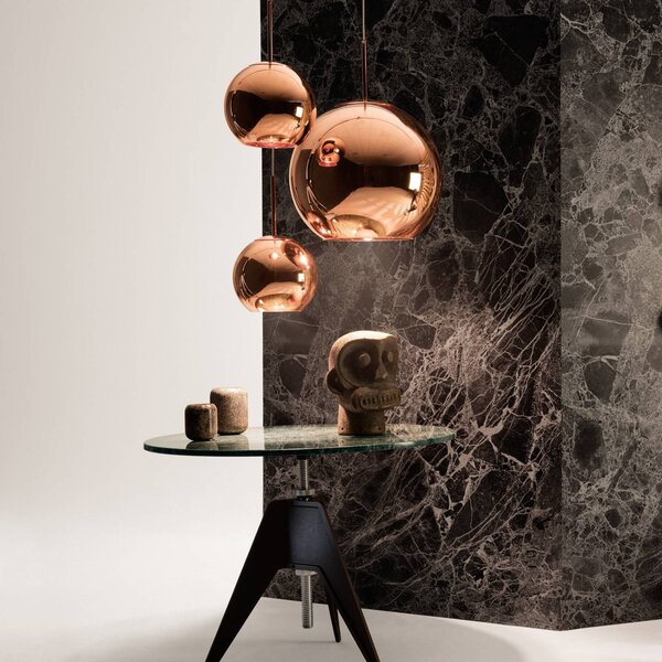 Tom Dixon Copper Trio Okrogla viseča svetilka, 3-svetlobna