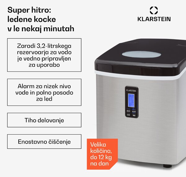 Klarstein Mr. Black Frost Izdelovalec Ledu 150W Stainless Jeklo