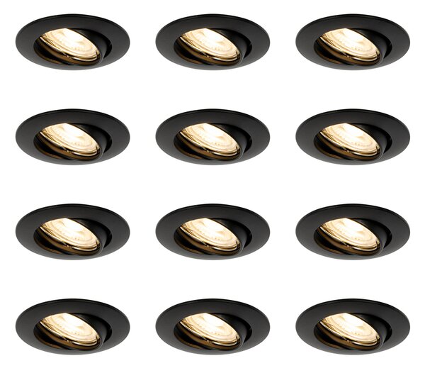 Komplet 12 vgradnih reflektorjev črnih GU10 35 mm - Edu