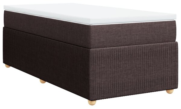 VidaXL Box spring postelja z vzmetnico temno rjava 90x200 cm blago