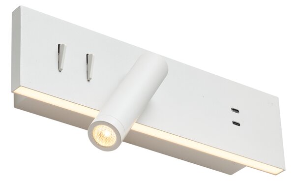 Komplet 2 modernih stenskih svetilk bele barve, nastavljive z USB-C vklj. LED - Modric