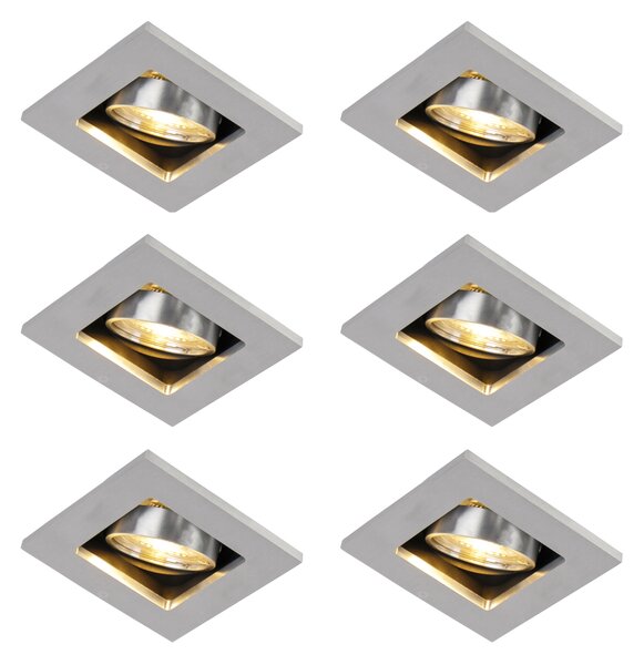 Komplet 6 modernih vgradnih reflektorjev aluminijastih vrtljivih in nagibnih GU10 50 mm - Qure