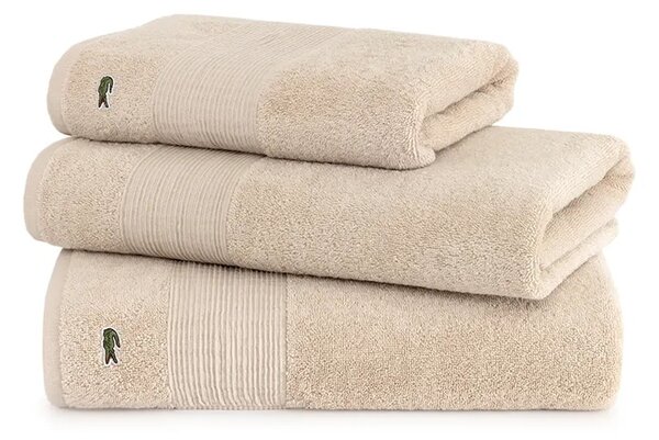 Lacoste Bombažna brisača Lacoste L LECROCO Cappuccino 70 x 140 cm