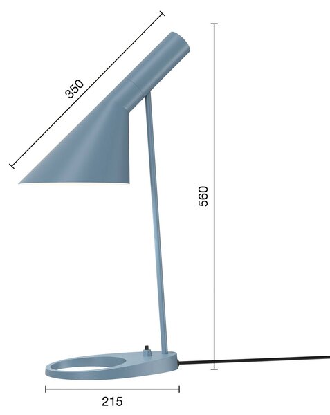Louis Poulsen AJ dizajnerska namizna svetilka modro-siva
