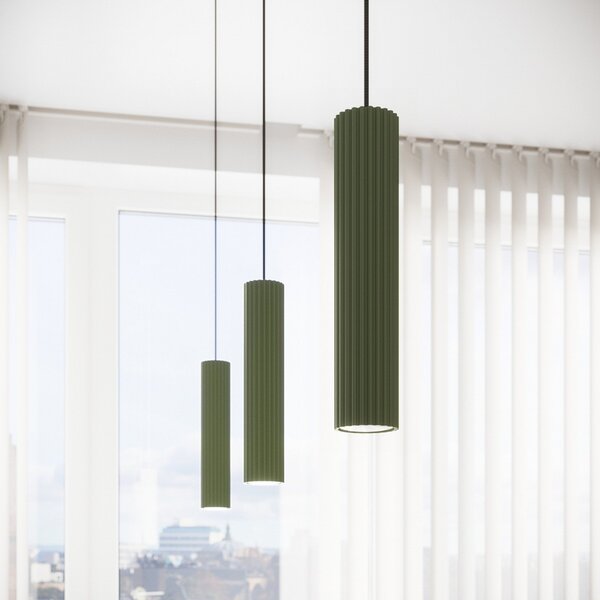 SOLLUX LIGHTING Visoka svetilka ALORA, olivno zelena, Ø 8 cm, kovina, GU10, zatemnjen, Zelena, Dnevna soba / jedilnica, Aluminij