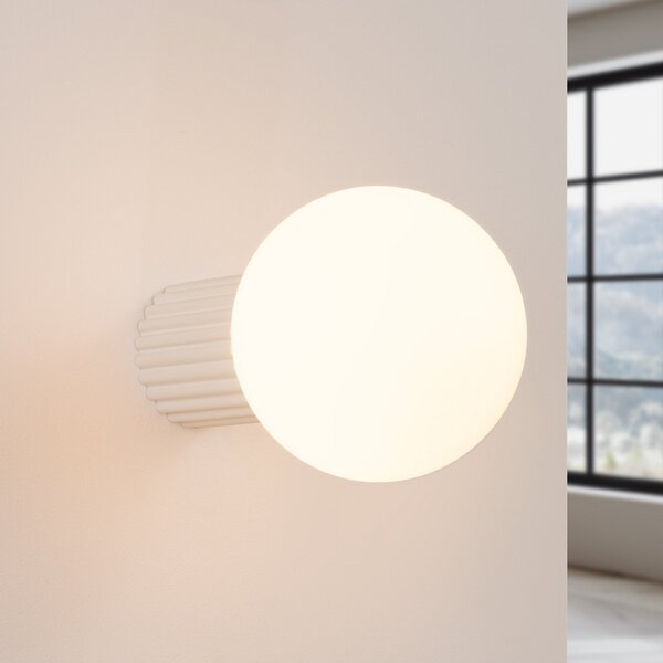 SOLLUX LIGHTING Stenna svetilka ORBI, bež, steklo/kovina, Ø 12 cm, IP44, G9, zatemnjen, Bež, Kopalnica, Aluminij, Globus