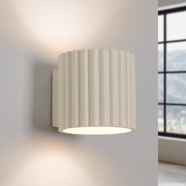 SOLLUX LIGHTING Stenna svetilka RIBLA, bež, Ø 10 cm, kovina, G9, zatemnjen, Bež, Dnevna soba / jedilnica, Aluminij, Okrogla stena