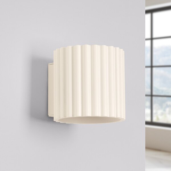 SOLLUX LIGHTING Stenna svetilka RIBLA, bež, Ø 10 cm, kovina, G9, zatemnjen, Bež, Dnevna soba / jedilnica, Aluminij, Okrogla stena