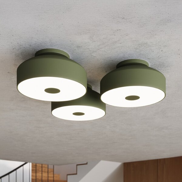 SOLLUX LIGHTING Stropna svetilka CLARO, olivno zelena, Ø 30 cm, kovina, 4 x E27, zatemnjen, Zelena, Dnevna soba / jedilnica, Kovina