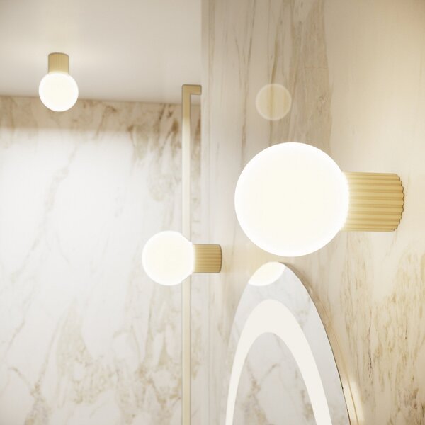 SOLLUX LIGHTING Stenna svetilka ORBI, bež, steklo/kovina, Ø 12 cm, IP44, G9, zatemnjen, Bež, Kopalnica, Aluminij, Globus