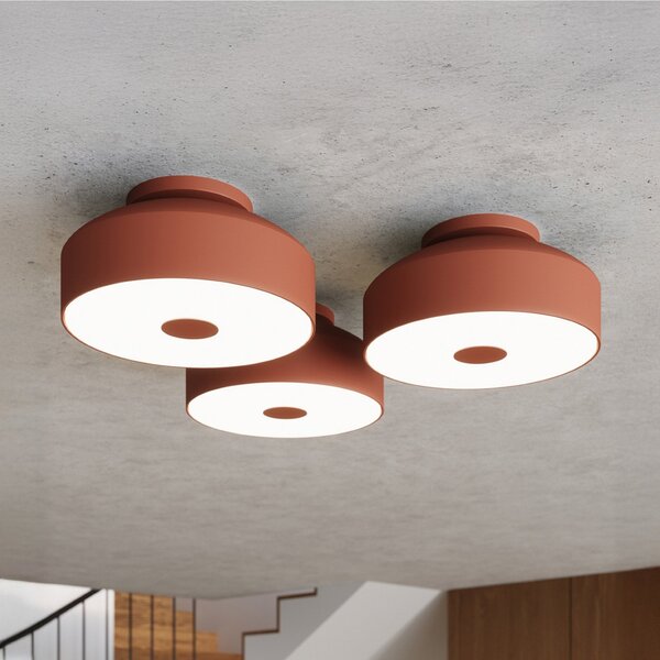 SOLLUX LIGHTING Stropna svetilka CLARO, okra, Ø 30 cm, kovina, 4 x E27, zatemnjen, Rjava / rjasta, Dnevna soba / jedilnica, Kovina