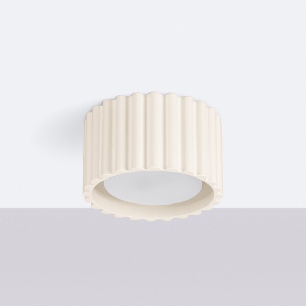 SOLLUX LIGHTING Stropna svetilka RIBLA, bež, Ø 10 cm, kovina, GX53, zatemnjen, Bež, Dnevna soba / jedilnica, Aluminij