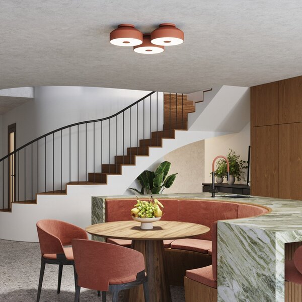SOLLUX LIGHTING Stropna svetilka CLARO, okra, Ø 30 cm, kovina, 4 x E27, zatemnjen, Rjava / rjasta, Dnevna soba / jedilnica, Kovina