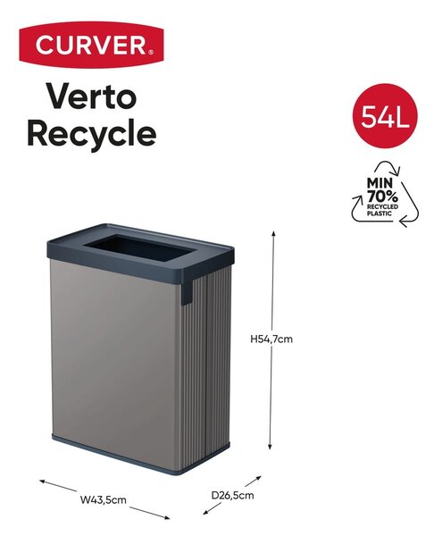 Siv koš za smeti za ločevanje odpadkov iz reciklirane plastike 54 l Verto Recycle – Curver
