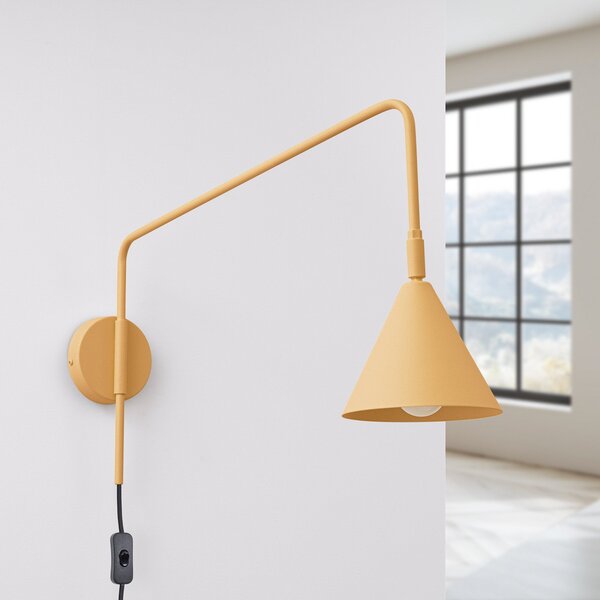 SOLLUX LIGHTING Stenna svetilka LYS, zlata barva, Ø 14 cm, kovina, vtič, E14, Zlata / medeninasta, Dnevna soba / jedilnica, Kovina, Skandinavski, Okrogla stena