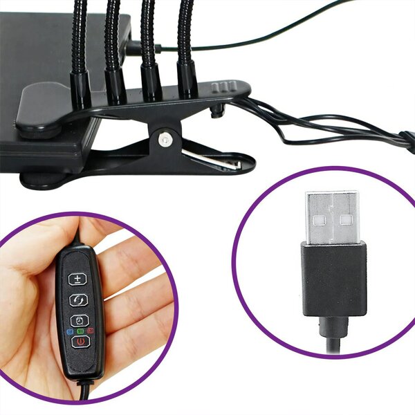 80 UV LED svetilka za rast rastlin 36W USB 3 načini delovanja