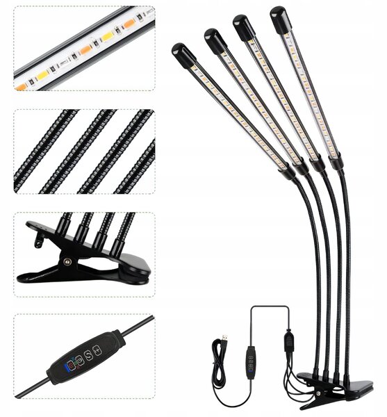 80 UV LED svetilka za rast rastlin 36W USB 3 načini delovanja