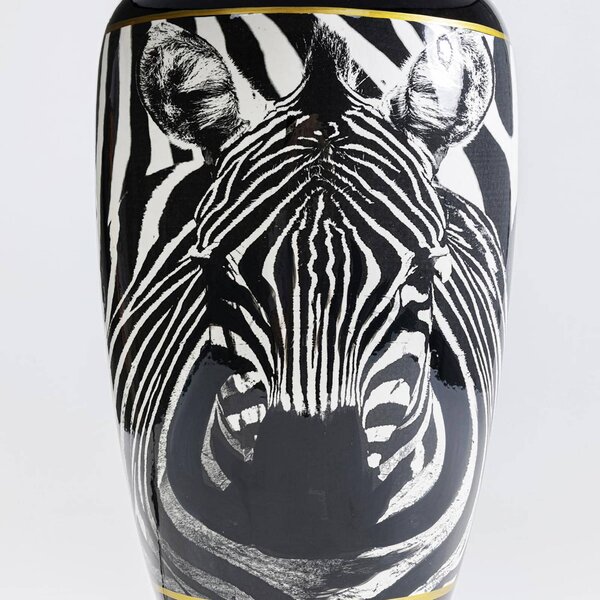 Namizna svetilka KARE Zebra Face črn tekstil, porcelan, 71 cm