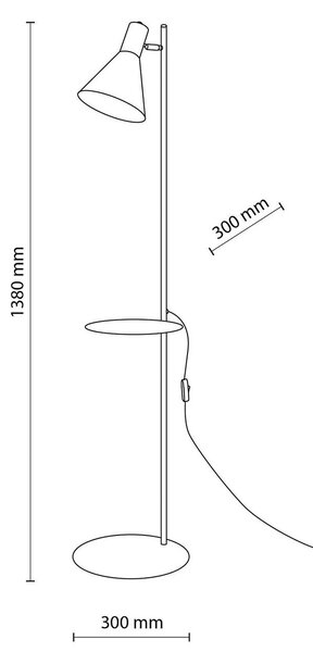 Talna svetilka Jump, črna, nastavljiva, polica