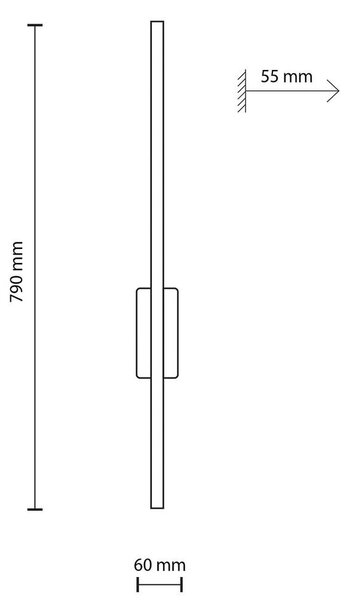 LED stenska svetilka Flash, črna/oreh Višina 79 cm 1-svetloba