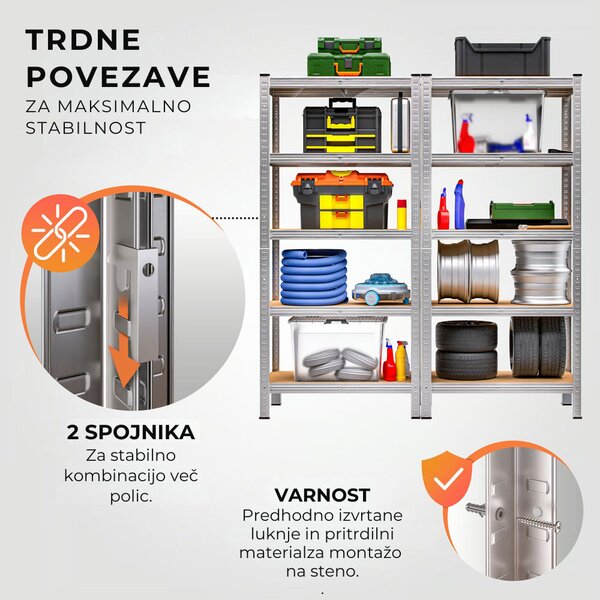 Regal za težke obremenitve HEAVY, maks. 875kg, 90x40x180cm, srebrn Jurhan