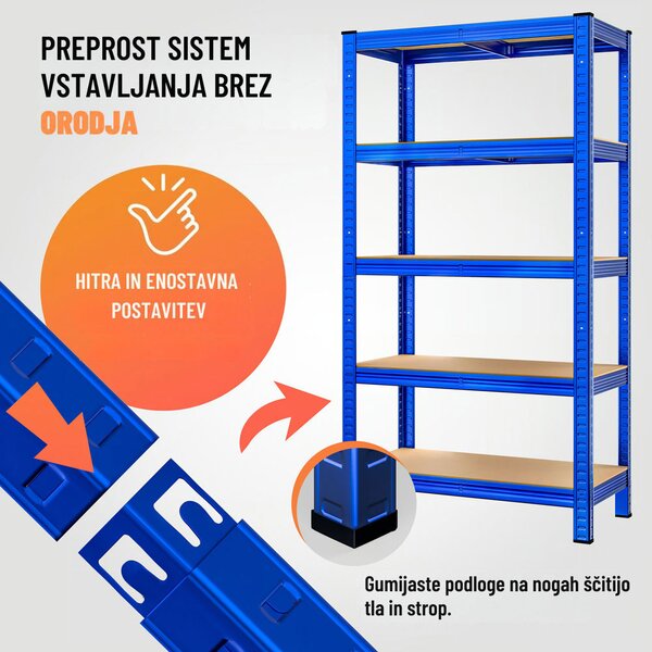 Regal za težke obremenitve HEAVY, maks. 875kg, 90x40x180cm, moder Monzana