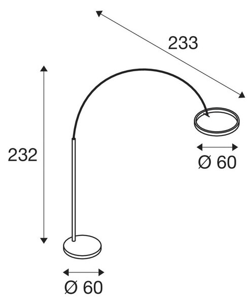 SLV LED talna svetilka One Bow FL, bela, jeklena, višina 232 cm, CCT