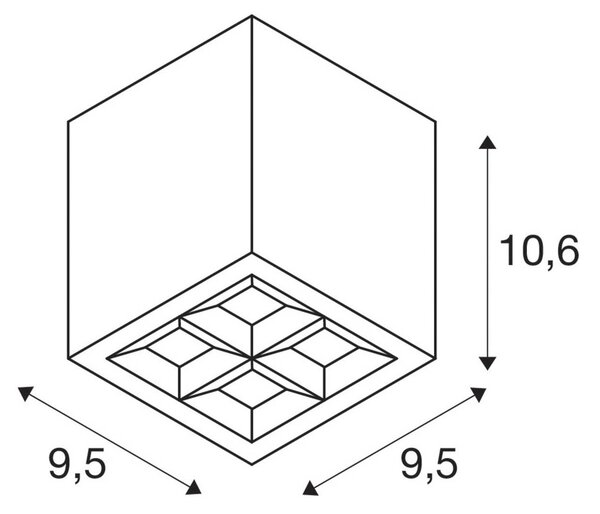 SLV LED stropna svetilka S-Cube, antracit, aluminij, dolžina 9,5 cm