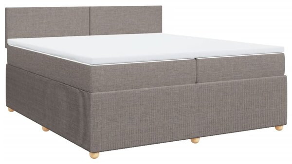 VidaXL Box spring postelja z vzmetnico taupe 200x200 cm blago