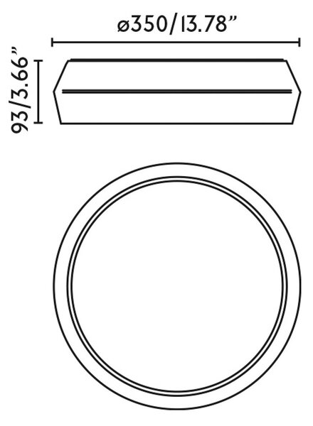 Stropna svetilka LED Shoku, bela/črna, aluminij/PMMA, Ø 35 cm