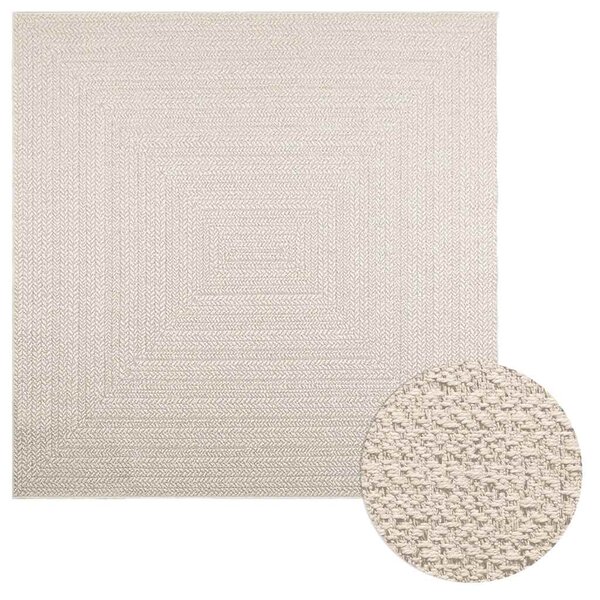 VidaXL Rug "ZIZUR" Cream 200x200 cm Juta videz Notranje in zunanje