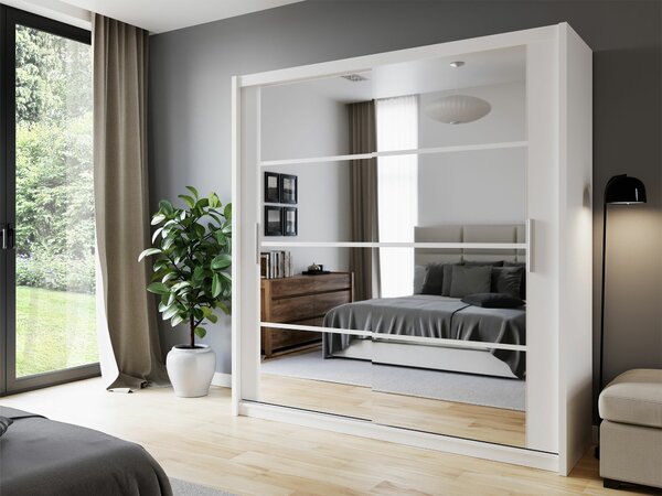 Garderobna omara Honolulu 235, Bela, 215x160x61cm, Vrata omare: Drsna