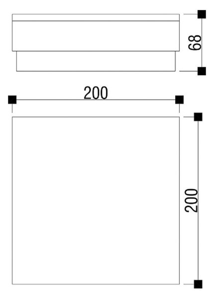 LED talna svetilka za vgradnjo Tabit, 20 x 20 cm, za hojo