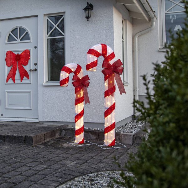 Figurica Candycane LED, rdeča in bela barva, višina 120 cm, plastika, IP44