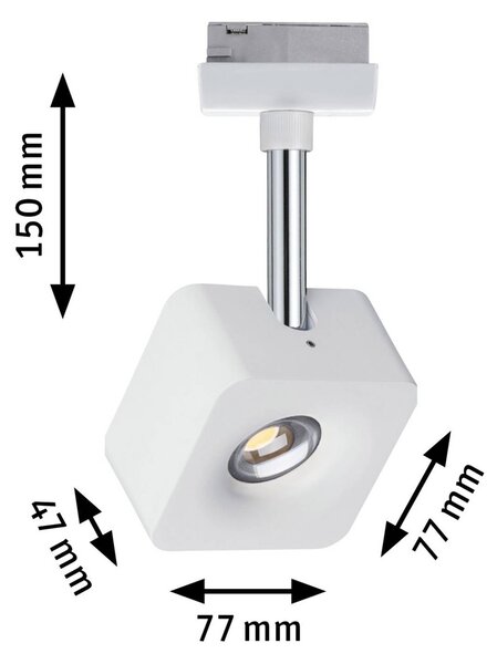 Paulmann URail Cube LED spot z možnostjo zatemnitve 2.700K bela