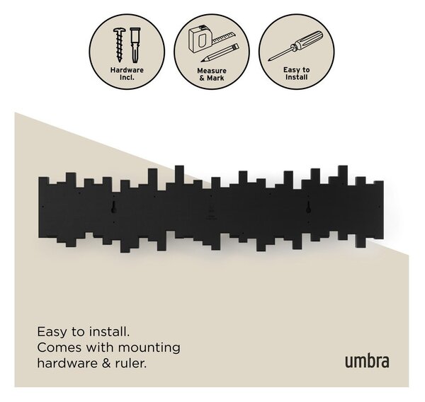 Črn plastičen stenski obešalnik 72 cm Sticks – Umbra