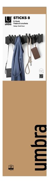 Črn plastičen stenski obešalnik 72 cm Sticks – Umbra