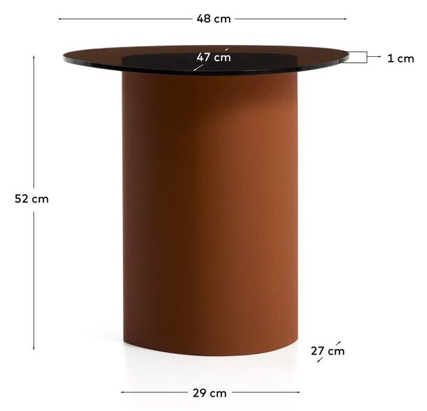 Stranska mizica s stekleno mizno ploščo 47x48 cm Olir – Kave Home