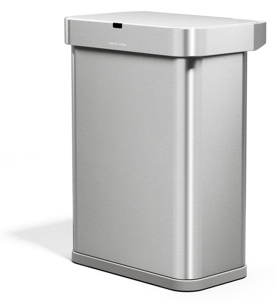 Brezstični jeklen koš za smeti v srebrni barvi 58 l Sensor – simplehuman