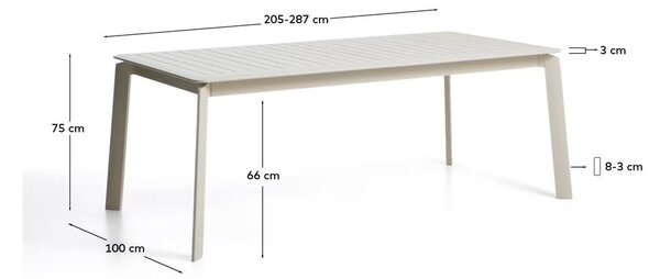 Kovinska vrtna miza 100x205 cm Brela – Kave Home