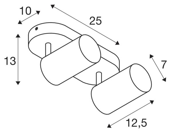 SLV Asto Tube stropni reflektor GU10 z dvema svetilkama bele barve