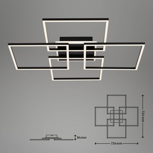 Stropna svetilka Frame S LED, 72,4x72,4 cm, črna