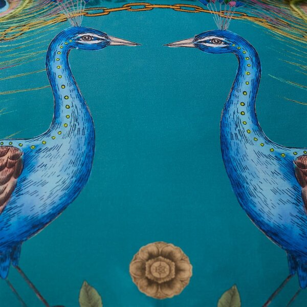 Zelenomodra posteljnina za zakonsko posteljo iz bombažnega satena 200x200 cm Xanadu Peacock – Matthew Williamson