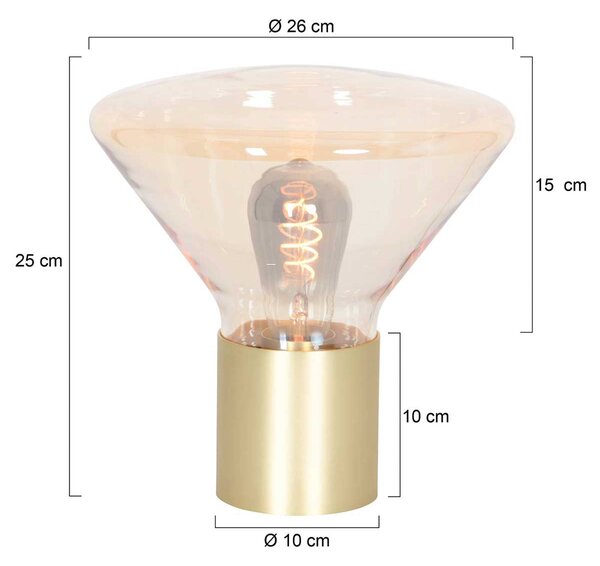 Namizna svetilka Ambiance s steklenim senčnikom medeninasta/jantarna